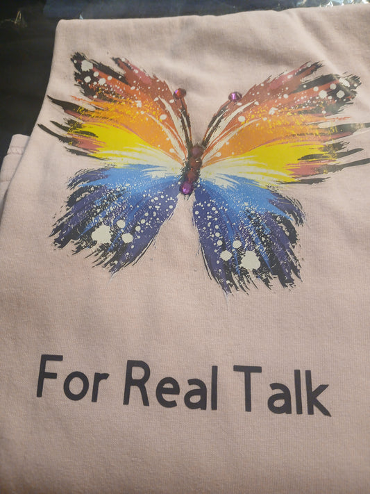 Long Sleeve tee shirt Butterfly Pink