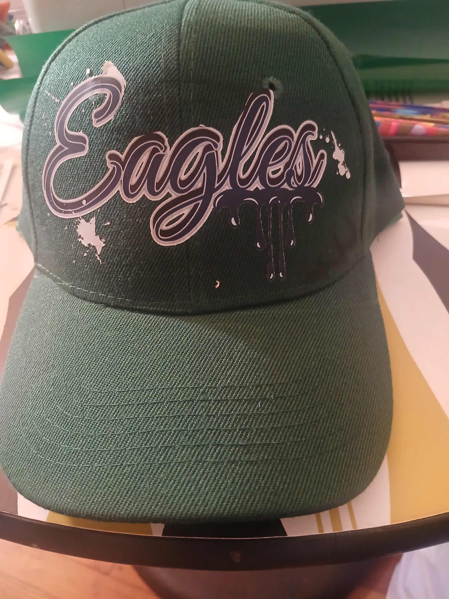 Eagle Hat with Eagle drip paint
