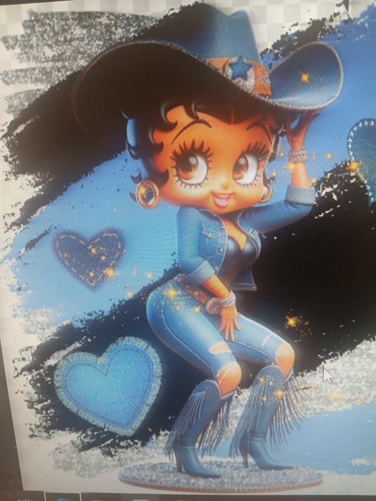 Betty Boop  Tee Shirt in Boots and Hat